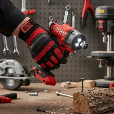 Craftsman V20 Cordless Impact Driver showcasing its ergonomic design and LED lights.