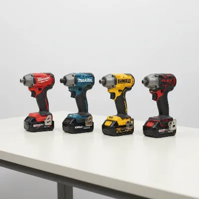 Five top impact driver models arranged on a clean backdrop, highlighting their features
